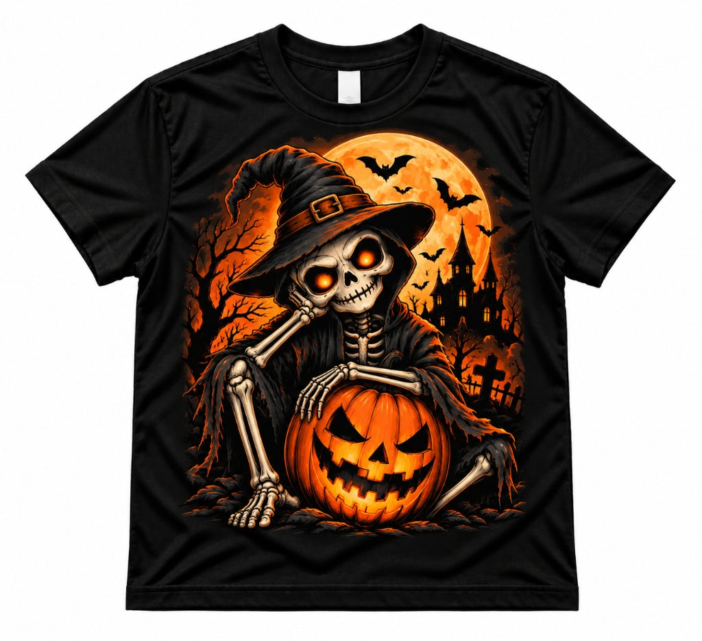 Skeleton Witch & Glowing Pumpkin